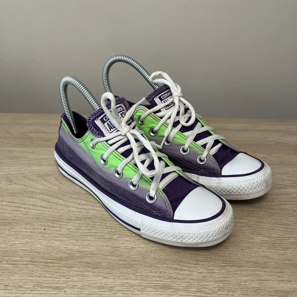 Converse All Star Low Purple Green Fade Women's 5 Big‎ Kids 3.5 Halloween Chucks